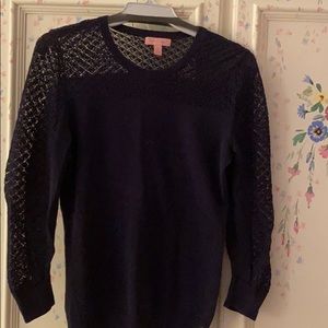LILLY PULITZER S crochet classic navy sweater